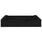 Sandbox with Seats Black Square Solid Wood Pine