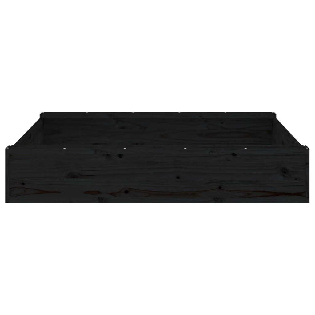Sandbox with Seats Black Square Solid Wood Pine