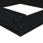 Sandbox with Seats Black Square Solid Wood Pine