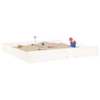 Sandbox with Seats White Square Solid Wood Pine