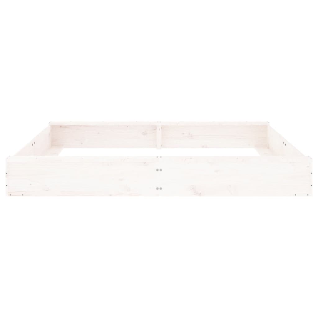 Sandbox with Seats White Square Solid Wood Pine