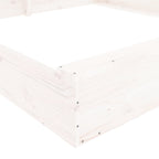 Sandbox with Seats White Square Solid Wood Pine
