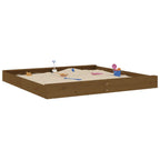 Sandbox with Seats Honey Brown Square Solid Wood Pine