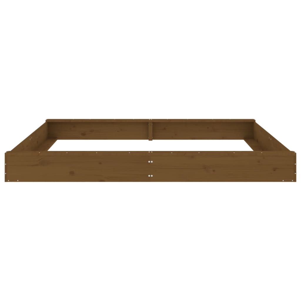 Sandbox with Seats Honey Brown Square Solid Wood Pine