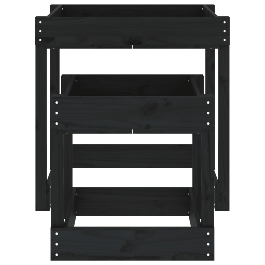 Sand Tables 2 pcs Black Solid Wood Pine