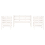 3 Piece Garden Lounge Set White Solid Wood Pine