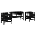 3 Piece Garden Lounge Set Black Solid Wood Pine