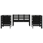 3 Piece Garden Lounge Set Black Solid Wood Pine