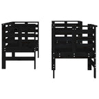 3 Piece Garden Lounge Set Black Solid Wood Pine