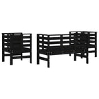 3 Piece Garden Lounge Set Black Solid Wood Pine