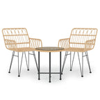 3 Piece Garden Dining Set Poly Rattan
