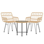 3 Piece Garden Dining Set Poly Rattan