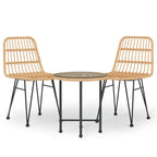 3 Piece Garden Dining Set Poly Rattan