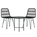 3 Piece Garden Dining Set Black Poly Rattan