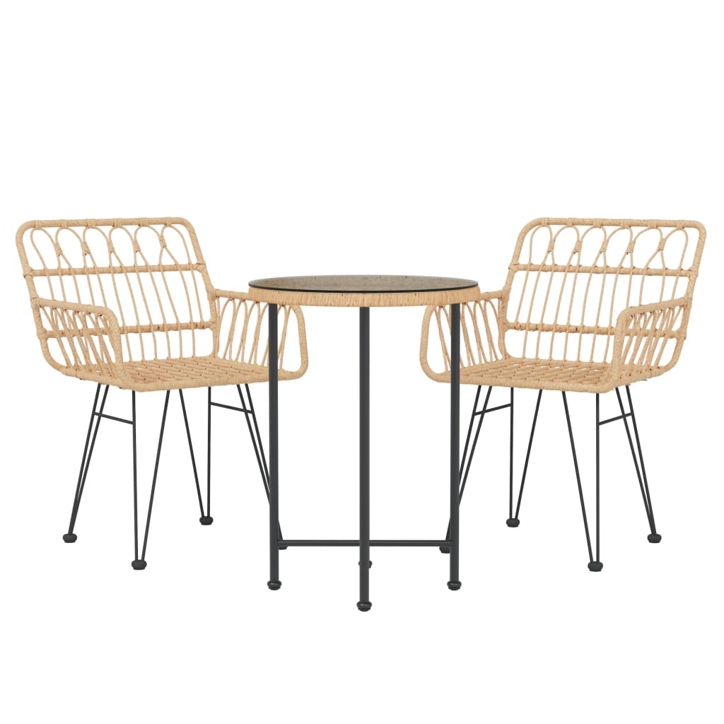 3 Piece Garden Dining Set Poly Rattan