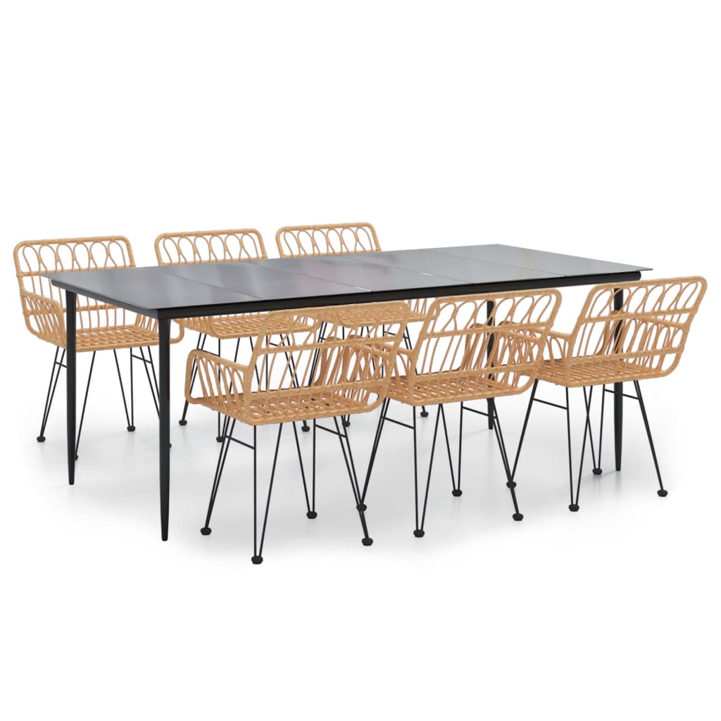 7 Piece Garden Dining Set Poly Rattan