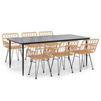7 Piece Garden Dining Set Poly Rattan
