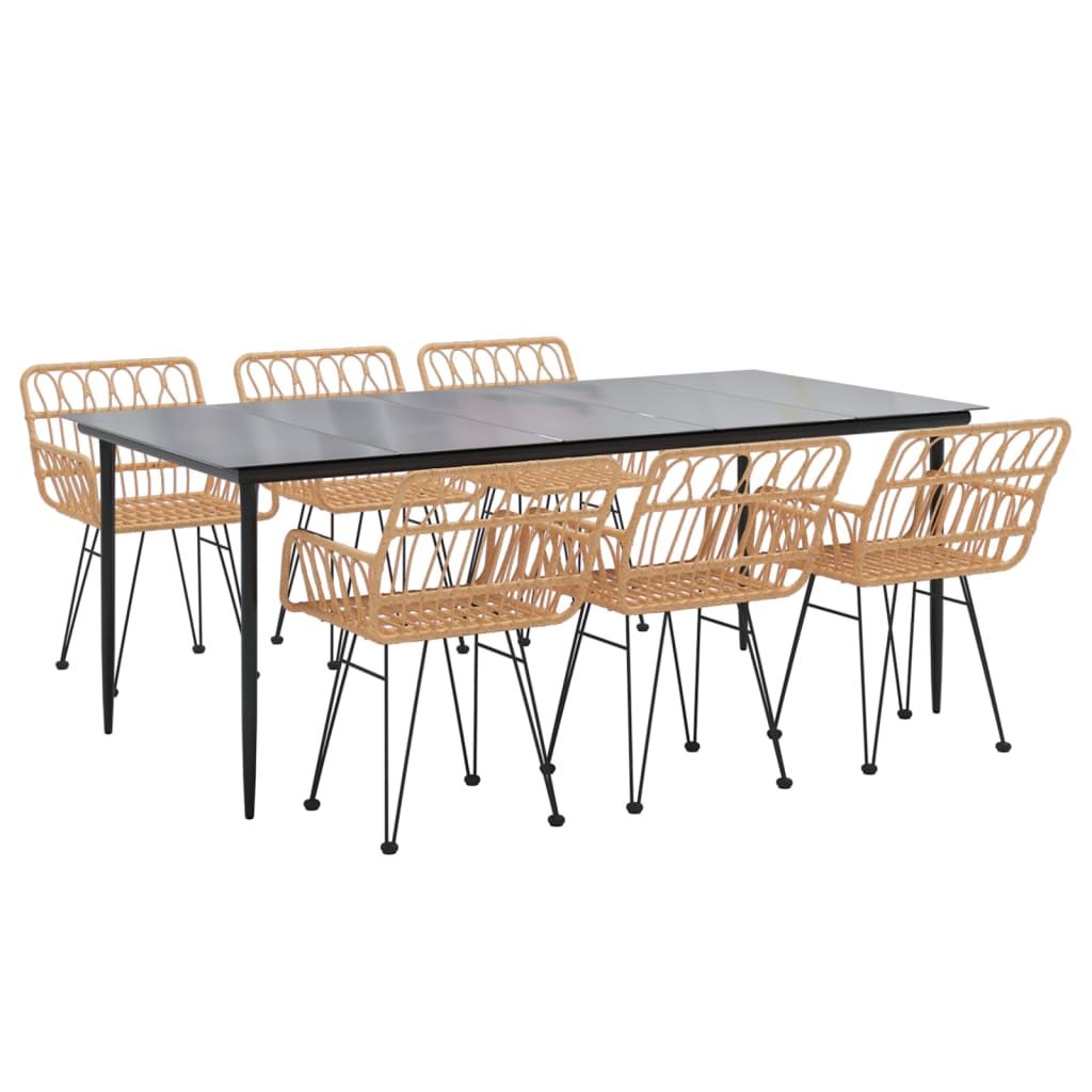 7 Piece Garden Dining Set Poly Rattan