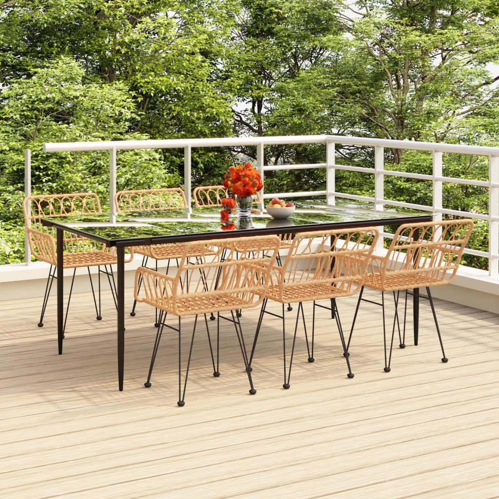 7 Piece Garden Dining Set Poly Rattan