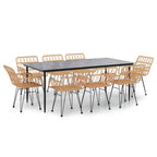 9 Piece Garden Dining Set Poly Rattan