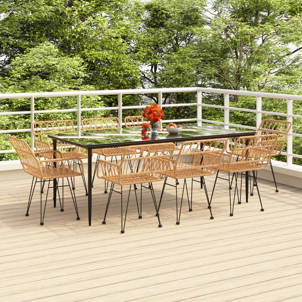 9 Piece Garden Dining Set Poly Rattan