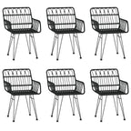 7 Piece Garden Dining Set Black Poly Rattan