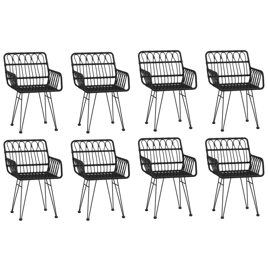 9 Piece Garden Dining Set Black Poly Rattan