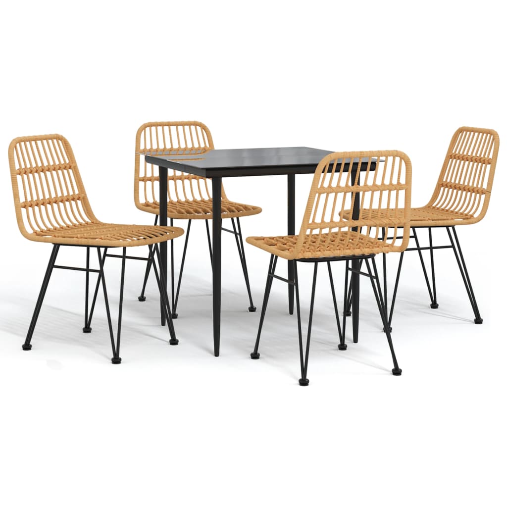 5 Piece Garden Dining Set Poly Rattan