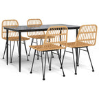 5 Piece Garden Dining Set Poly Rattan