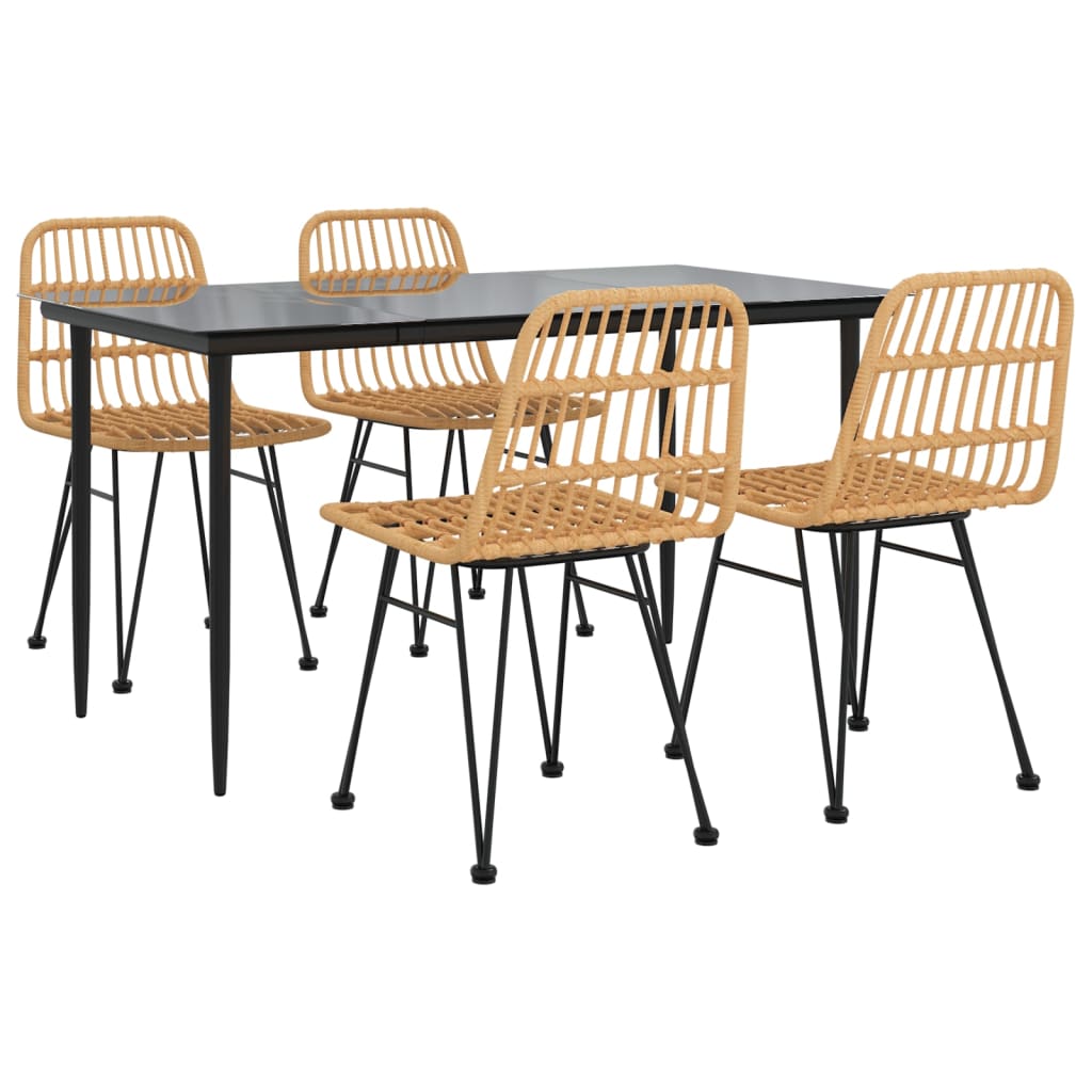 5 Piece Garden Dining Set Poly Rattan