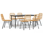 7 Piece Garden Dining Set Poly Rattan