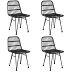 5 Piece Garden Dining Set Black Poly Rattan