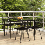5 Piece Garden Dining Set Black Poly Rattan