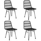 5 Piece Garden Dining Set Black Poly Rattan