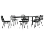 7 Piece Garden Dining Set Black Poly Rattan