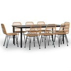9 Piece Garden Dining Set Poly Rattan