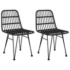 3 Piece Garden Dining Set Black Poly Rattan