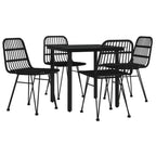 5 Piece Garden Dining Set Black Poly Rattan