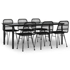 7 Piece Garden Dining Set Black Poly Rattan