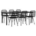 7 Piece Garden Dining Set Black Poly Rattan