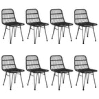 9 Piece Garden Dining Set Black Poly Rattan