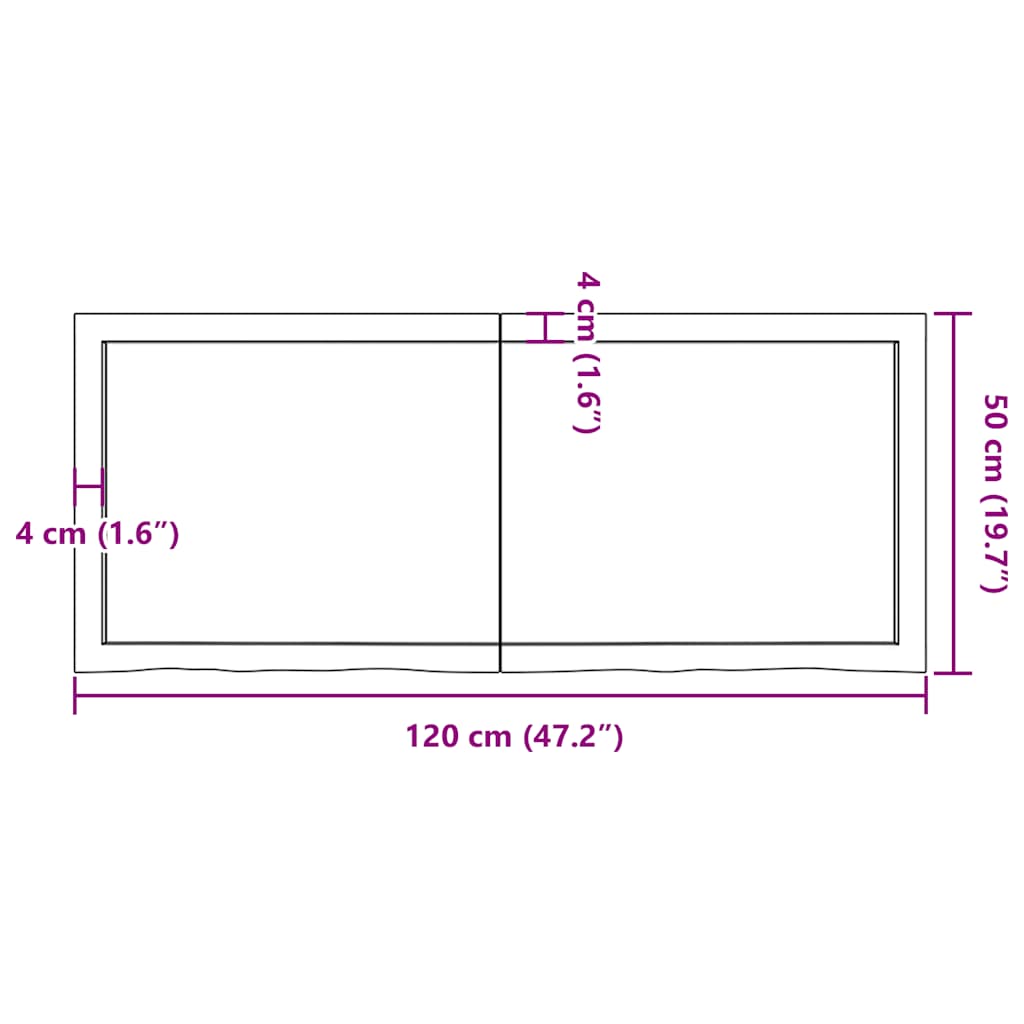 Bathroom Countertop Dark Brown 120x50x(2-4) cm Treated Solid Wood