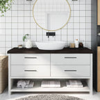 Bathroom Countertop Dark Brown 160x50x(2-6) cm Treated Solid Wood