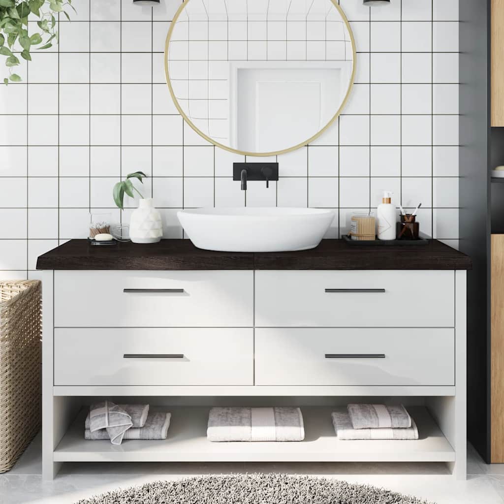 Bathroom Countertop Dark Brown 160x60x(2-6) cm Treated Solid Wood