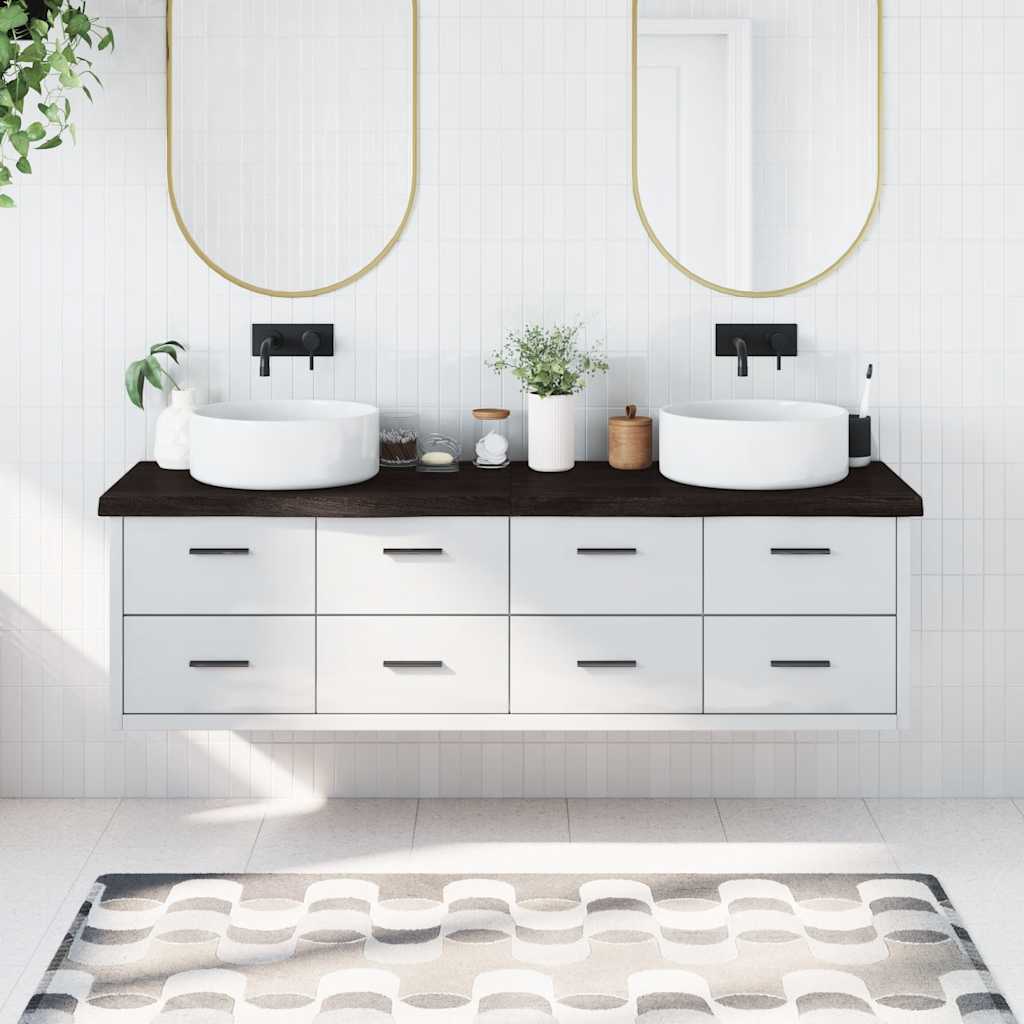 Bathroom Countertop Dark Brown 180x50x(2-6) cm Treated Solid Wood