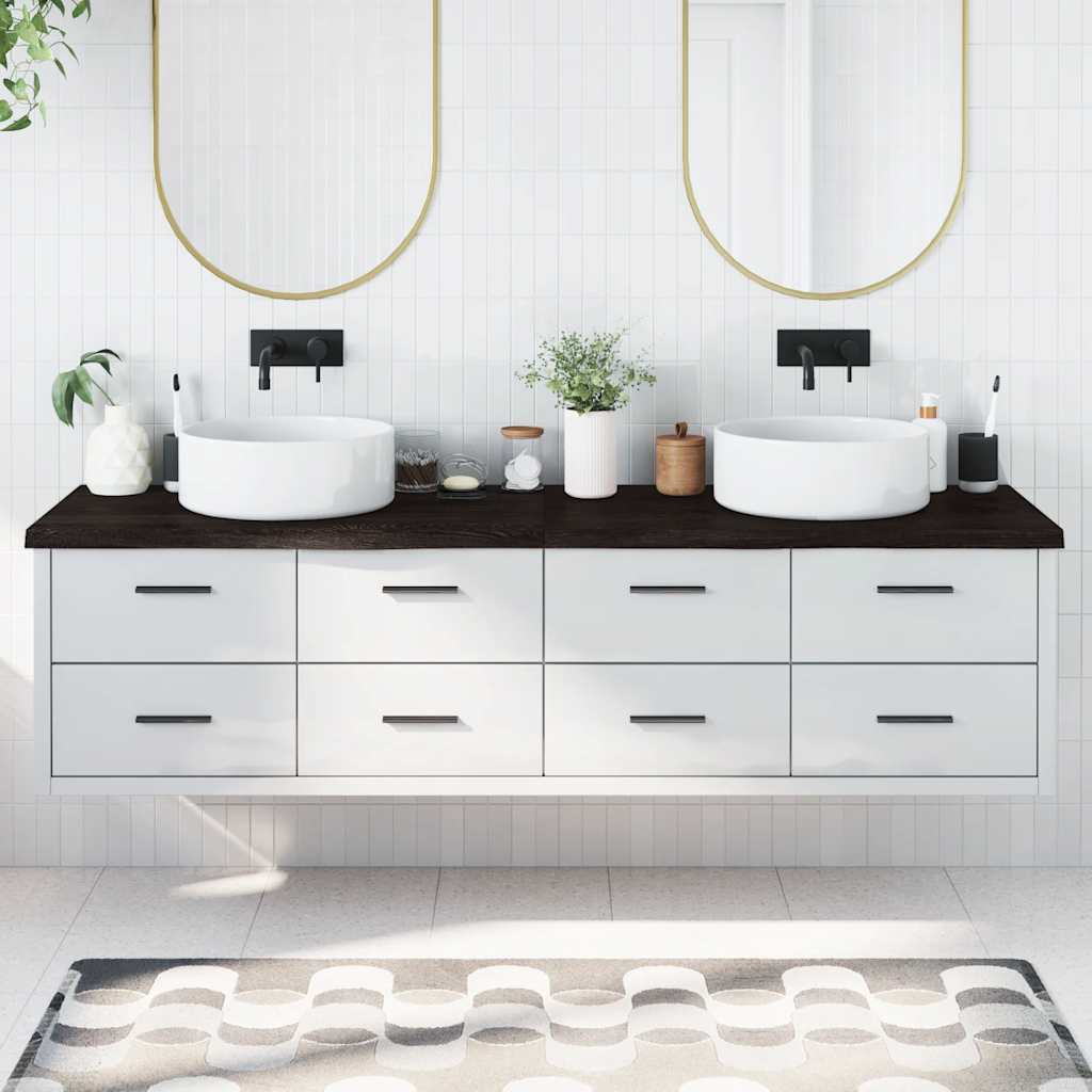 Bathroom Countertop Dark Brown 200x50x(2-4) cm Treated Solid Wood