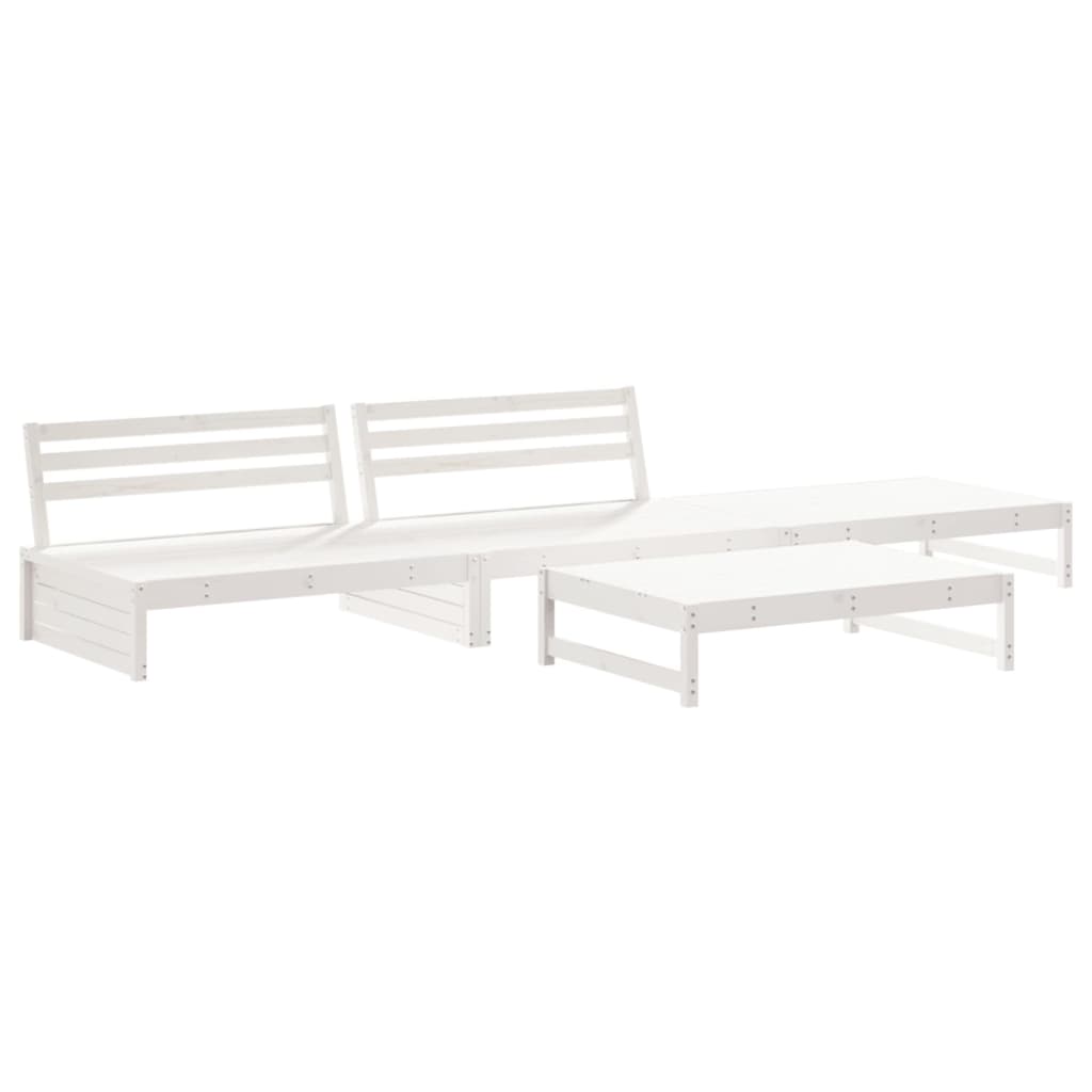 4 Piece Garden Lounge Set White Solid Wood Pine