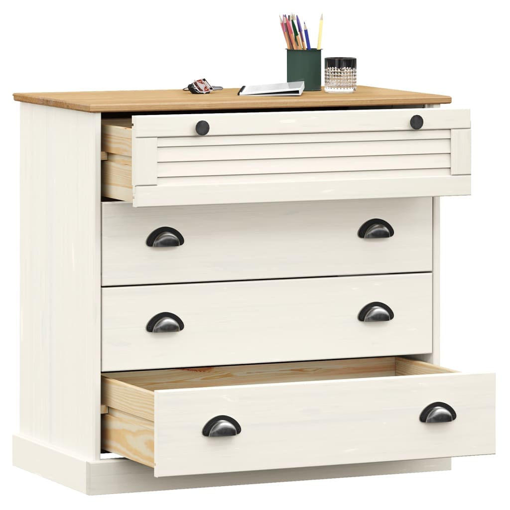 Chest of Drawers VIGO White 80x40x76 cm Solid Wood Pine