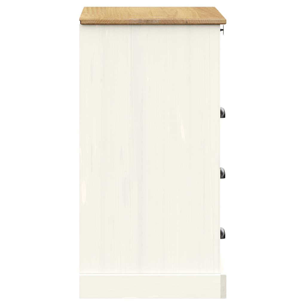 Chest of Drawers VIGO White 80x40x76 cm Solid Wood Pine