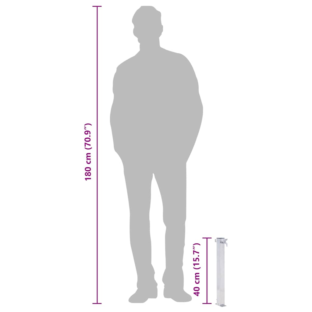 Garden Water Column 40 cm Stainless Steel Square